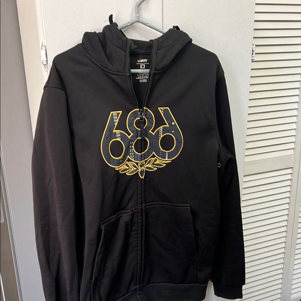 686 Black Hoodie with White Logo
